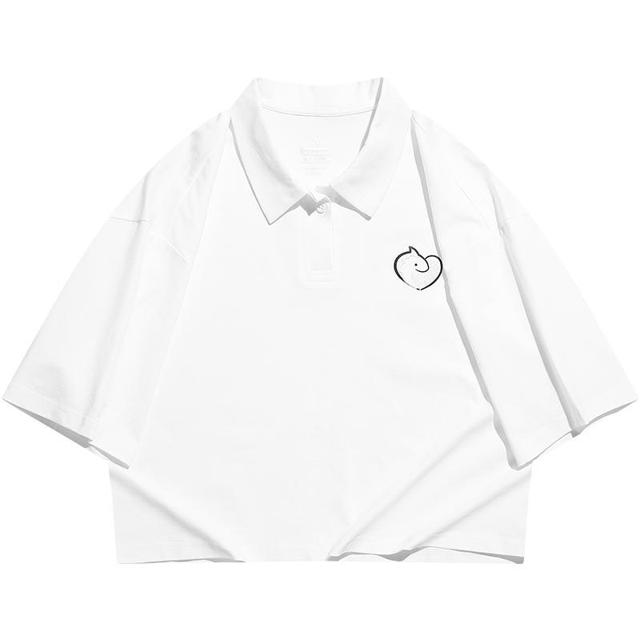 XTEP 特步 女短袖短款POLO衫2022夏季新款透气百搭休闲女装夏装运动T恤