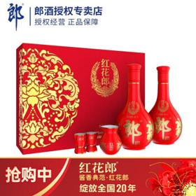 LANGJIU 郎酒 红花郎 陈酿 53度 高度白酒 酱香型 红花郎十(10)500ml*2 礼盒装