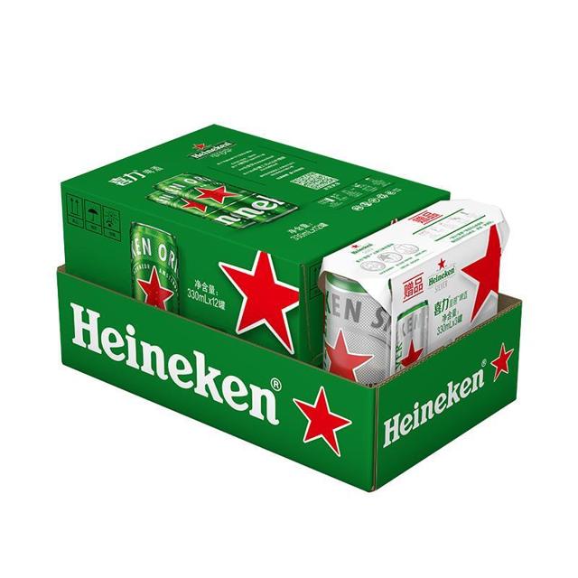 Heineken 喜力 啤酒330ml*15听整箱装（经典12听+星银3听）加量不加价