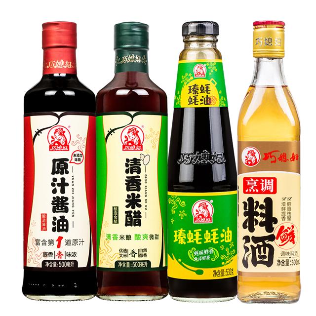 4瓶组合巧媳妇 酱油蚝油米醋料酒调味