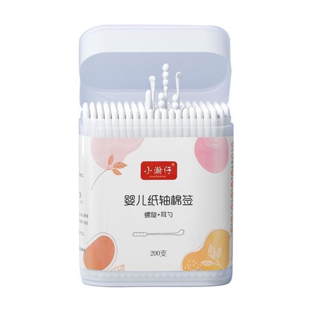 婴儿棉签棒口腔清洁专用鼻屎新生儿童掏耳朵宝宝专用细轴