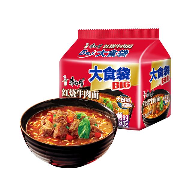 康师傅 大食袋 红烧牛肉面 120g*5袋
