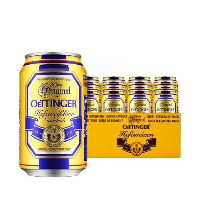 OETTINGER 奥丁格 德国原装进口啤酒奥丁格自然浑浊小麦白啤330ml*24听整箱