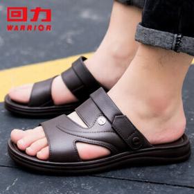WARRIOR 回力 凉鞋男款居家休闲拖鞋户外两穿沙滩鞋舒适轻便透气简约款HL3888棕色42码