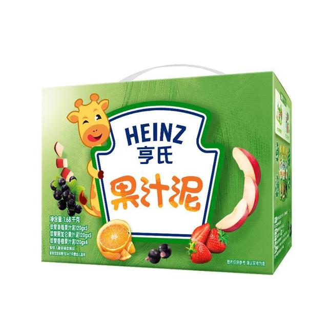 Heinz 亨氏 果泥婴儿宝宝辅食泥苹果香橙草莓果泥120g*14袋零食