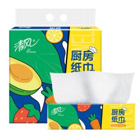 Breeze 清风 APP)厨房抽纸 厨房用纸2层76张*3包抽取式加厚厨房纸巾 单提装 食品接触级 吸油纸 加倍去污 吸水纸