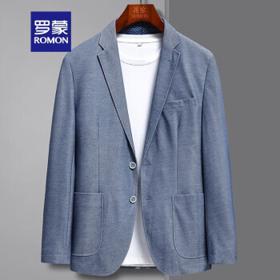 ROMON 罗蒙 休闲西服男商务百搭单西中青年潮流时尚西装外套男 1F032A42蓝色 170/88A(身高170，体重125左右)
