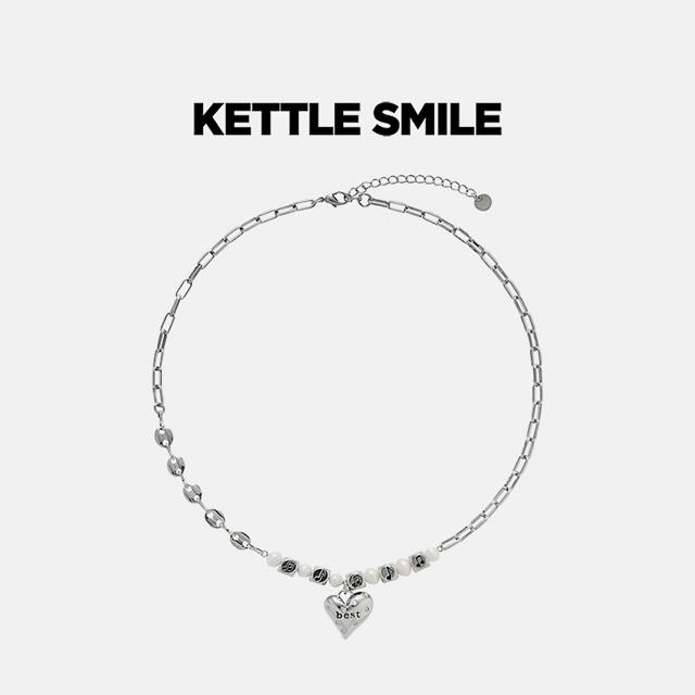 KETTLE SMILE 天然真珍珠爱心项链轻奢女款小众风情侣款吊坠送礼