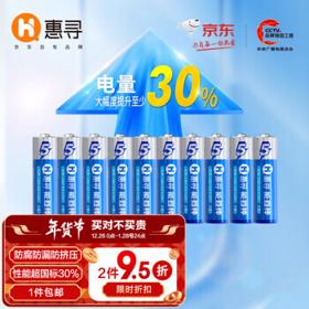 有券的上：惠寻 AA 5号碱性电池 1.5V 10粒装