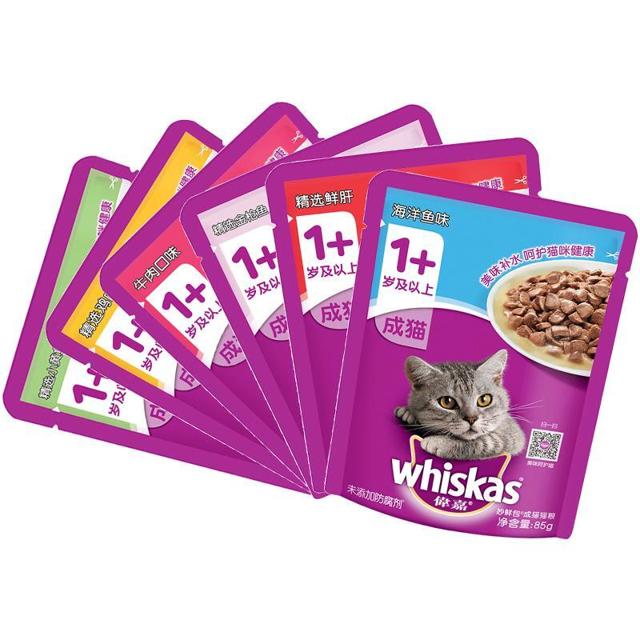 whiskas 伟嘉 2-4包日食量’伟嘉whiskas成猫妙鲜包85g*12主食湿粮餐包猫罐头
