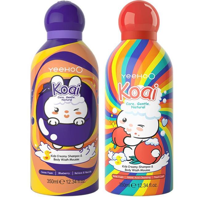 YeeHoO 英氏 婴儿儿童沐浴露洗发水二合一350ml*2桃子 蓝莓口味小奶泡沐浴