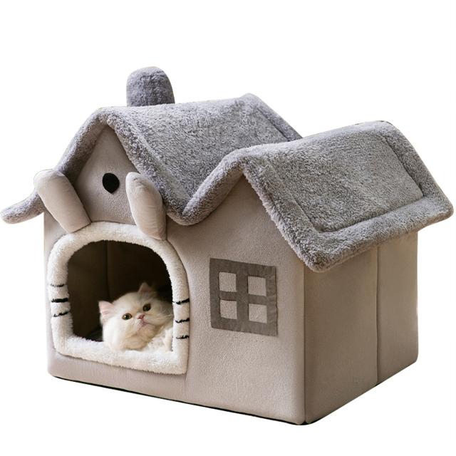 神经猫 猫窝冬季保暖四季通用房子型别墅封闭式床屋冬天猫窝宠物猫咪用品