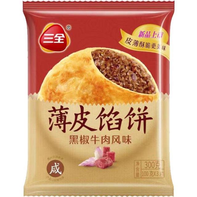88VIP：三全 黑椒牛肉馅饼300g/袋 3片