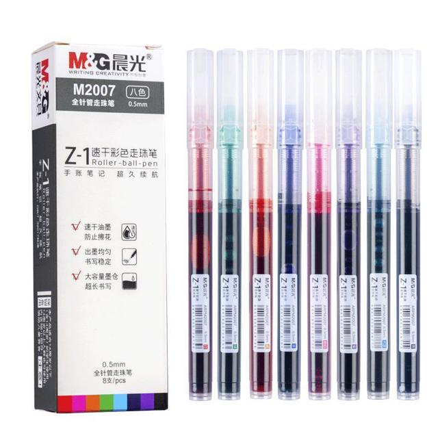 M&G 晨光 彩色中性笔速干直液式走珠水笔学生用针管头做笔记专用彩笔神器多色记笔记笔套装水性红笔颜色圆珠笔文具