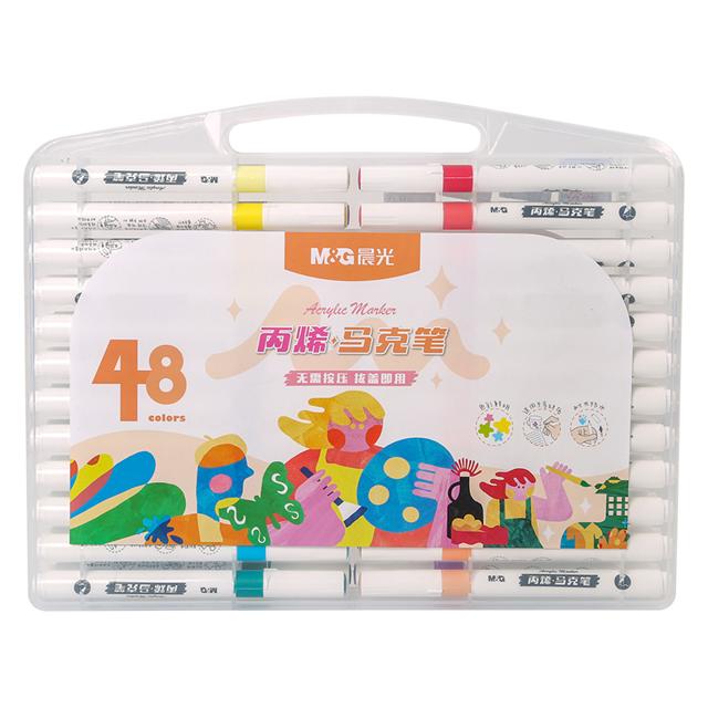 M&G 晨光 丙烯马克笔防水不透色速干咕卡彩笔套装学生儿童专用水性无毒可水洗美术绘画24色diy水彩笔涂鸦彩色画笔