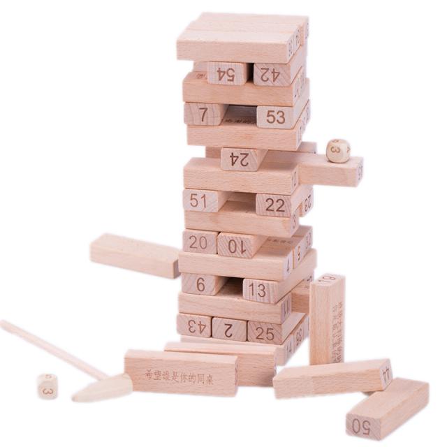DALA 达拉 54片榉木叠叠高 两个骰子（配送一个敲锤）