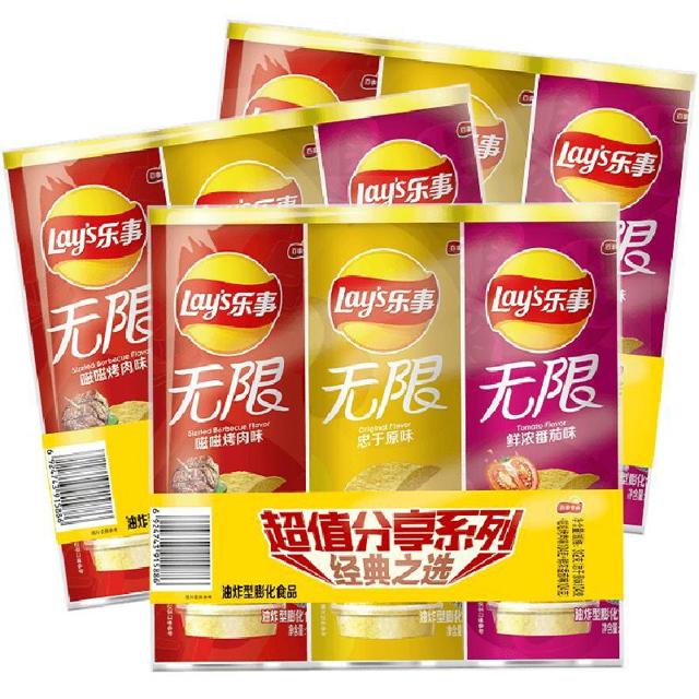 Lay's 乐事 三连罐薯片（原味 烤肉味 番茄味）312g×3组零食小吃