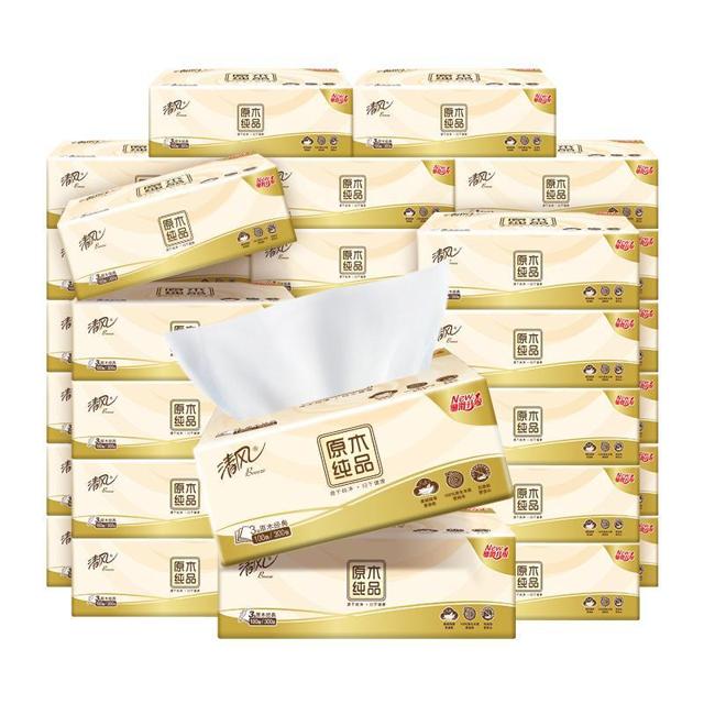 Breeze 清风 抽纸3层100抽40包纸巾实惠整箱装餐巾纸