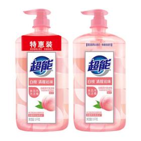 超能 洗洁精清腥去味1kg*2瓶大桶白桃去油食品用宝宝餐具果蔬家庭装 1千克白桃洗洁精*2瓶