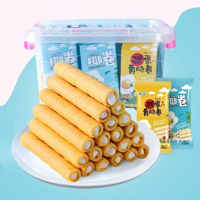 签到+黑盒 椰奶味夹心蛋卷225g