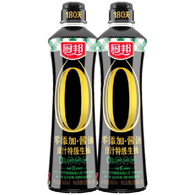 福袋6.18 厨邦特级生抽500ml*2
