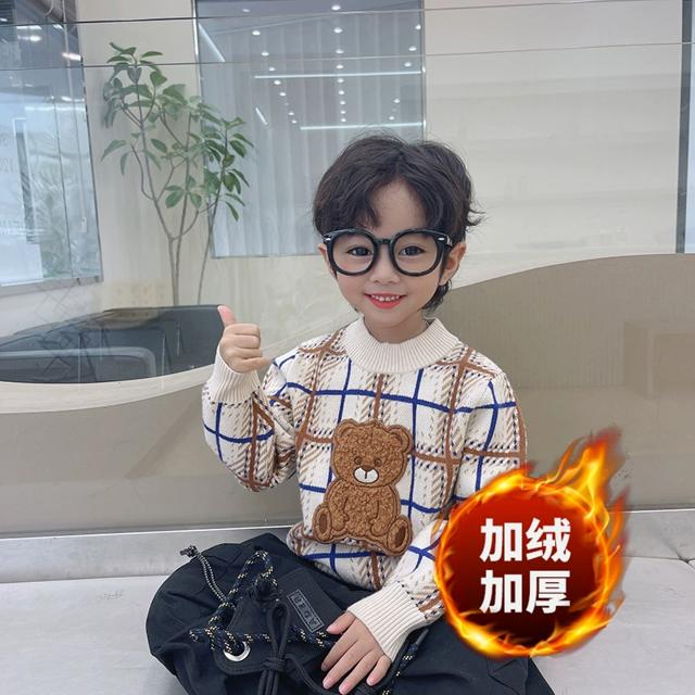 男童假两件毛衣加绒加厚针织