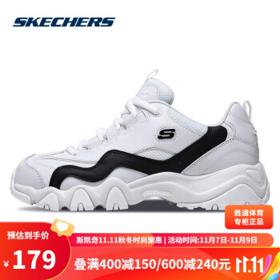SKECHERS 斯凯奇 情侣款休闲鞋 厚底增高熊猫鞋老爹鞋女 白色/黑色/WBK 35