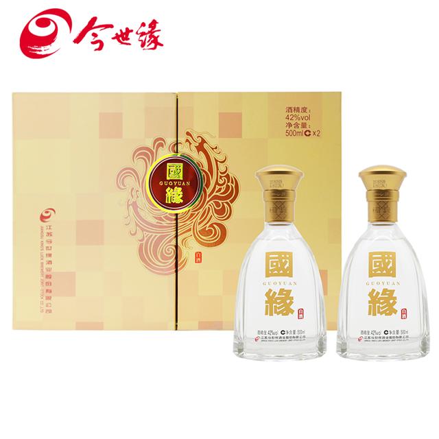 今世缘 国缘对开 42%vol 柔雅型白酒 500ml*2瓶 礼盒装