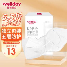 WELLDAY 维德 KN9501 KN95无呼吸阀防护口罩 10只 白色