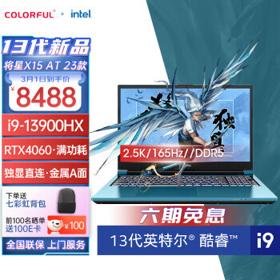 COLORFUL 七彩虹 将星X15-AT 15.6英寸游戏本（i9-13900HX、16GB、512GB、RTX4060）