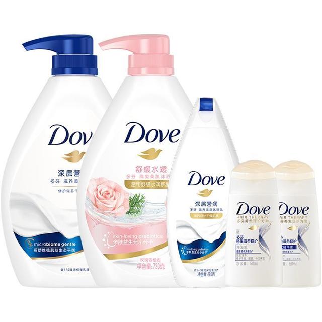 Dove 多芬 沐浴露套装730gx2+190g+50gx2深层营润+舒缓水透