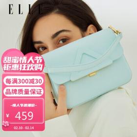 ELLE 她 包包女包女士时尚高级百搭休闲通勤链条翻盖手提单肩斜挎小方包生日礼物送女友22202蓝色