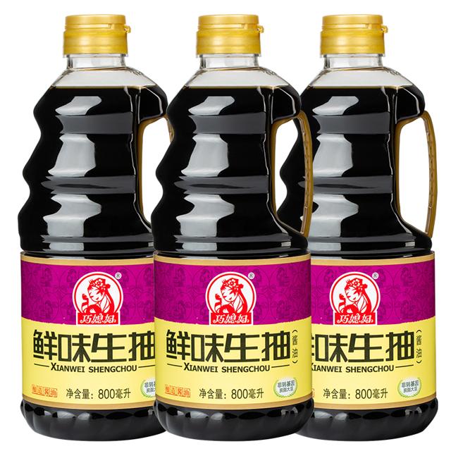 巧媳妇鲜味生抽酱油味极鲜800m*3瓶