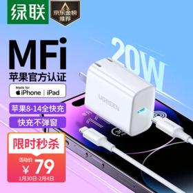 UGREEN 绿联 D137 PD20W充电器 + MFi认证数据线