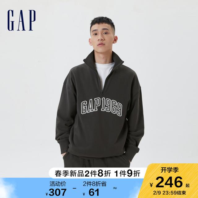 Gap 盖璞 男女装春季2023新款LOGO法式圈织软卫衣601736宽松情侣POLO衫