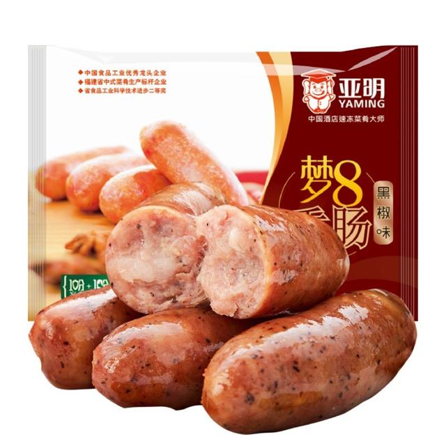 亚明 脆皮爆汁地道烤肠500gX2袋共20根
