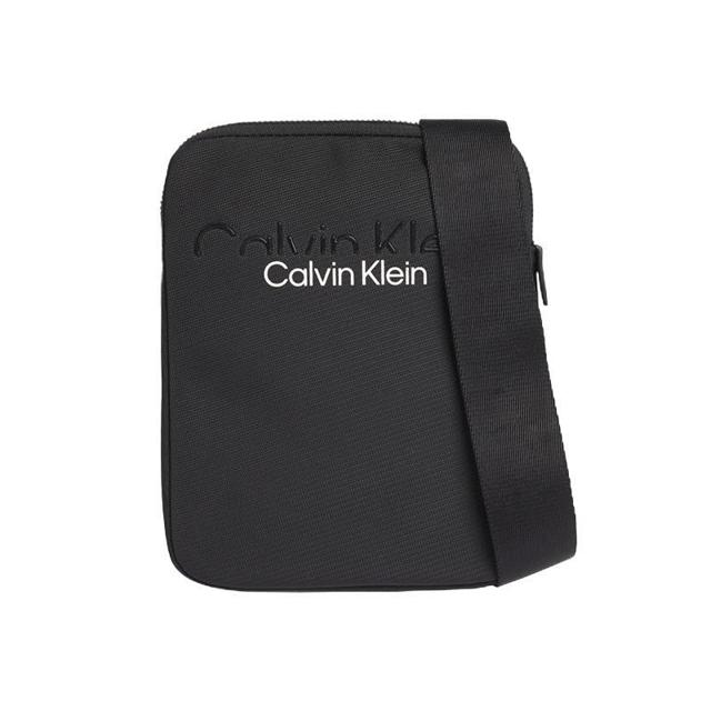 Calvin Klein 凯文克莱男士黑色LOGO织物单肩包斜挎包