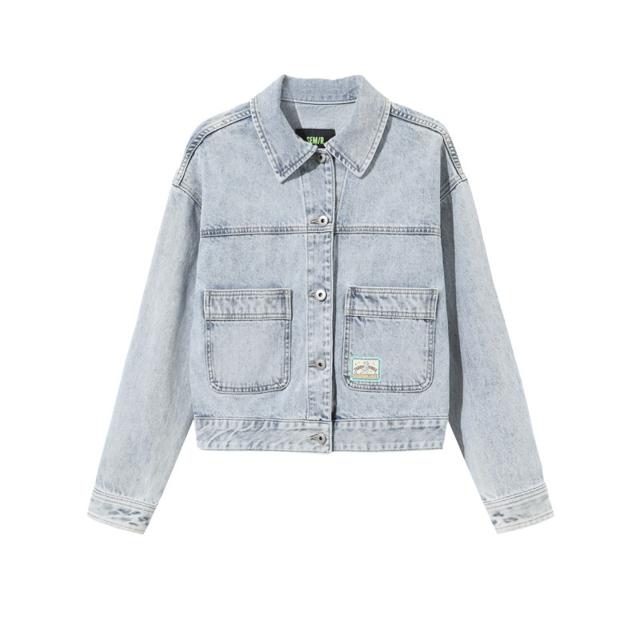 Semir 森马 牛仔外套女短款工装风春季个性夹克复古港风女款上衣小个子潮