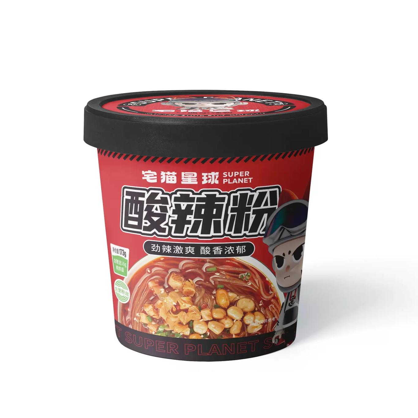 叶璇代言 宅猫星球酸辣粉173g*4大桶含蛋
