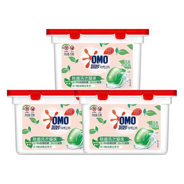 OMO 奥妙 自然工坊天然酵素洗衣凝珠白茶香50颗*3