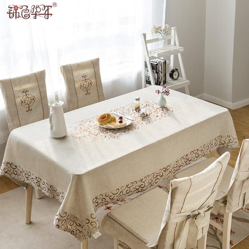 锦色华年 亚麻刺绣桌布布艺北欧高档家用桌布茶几桌布长方形日式餐桌布台布
