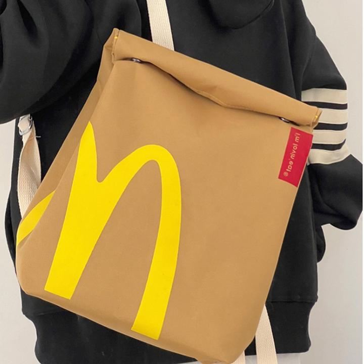 网红麦当劳书包2023新款纸袋背包