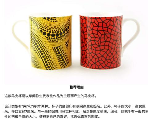 昊美术馆 日本草间弥生YAYOI KUSAMA潮流艺术水杯马克杯