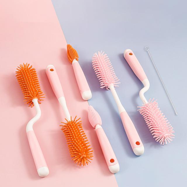 3件套 小豆苗硅胶奶瓶刷专用清洁刷