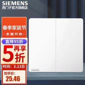SIEMENS 西门子 墙壁开关插座面板 皓彩系列白色 二开双控开关