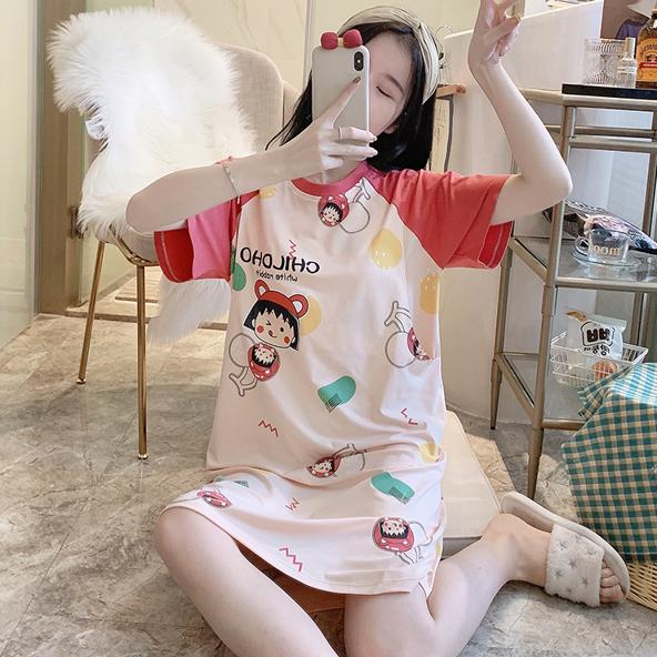 哺乳睡裙纯棉月子服外出孕妇睡衣短袖连衣裙