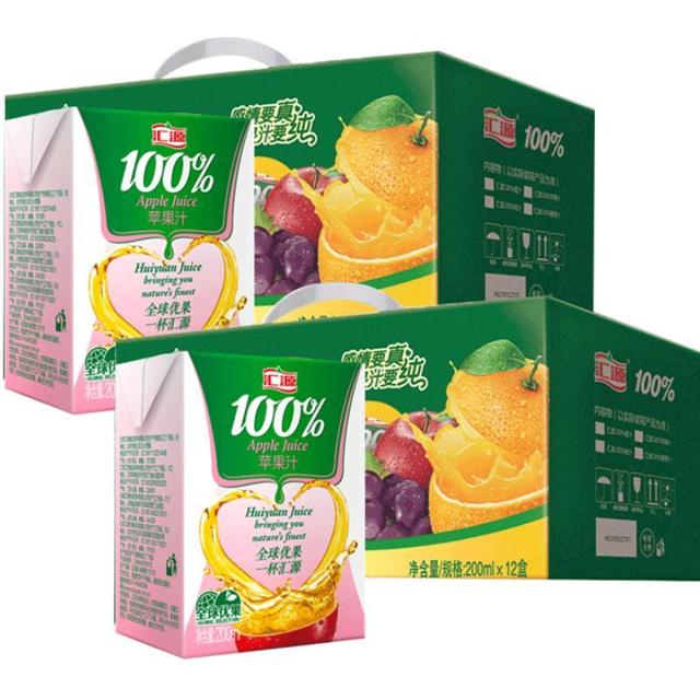 88VIP：汇源 浓缩苹果汁 200ml*12盒*2箱饮料