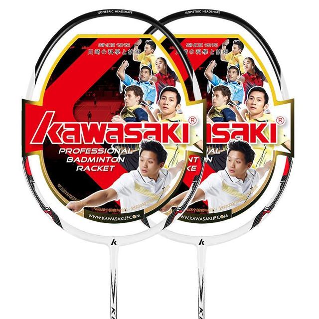 KAWASAKI 川崎 羽毛球拍 T210川崎羽毛球拍双拍正品全碳素耐用型超轻成人单拍羽毛球球拍套装