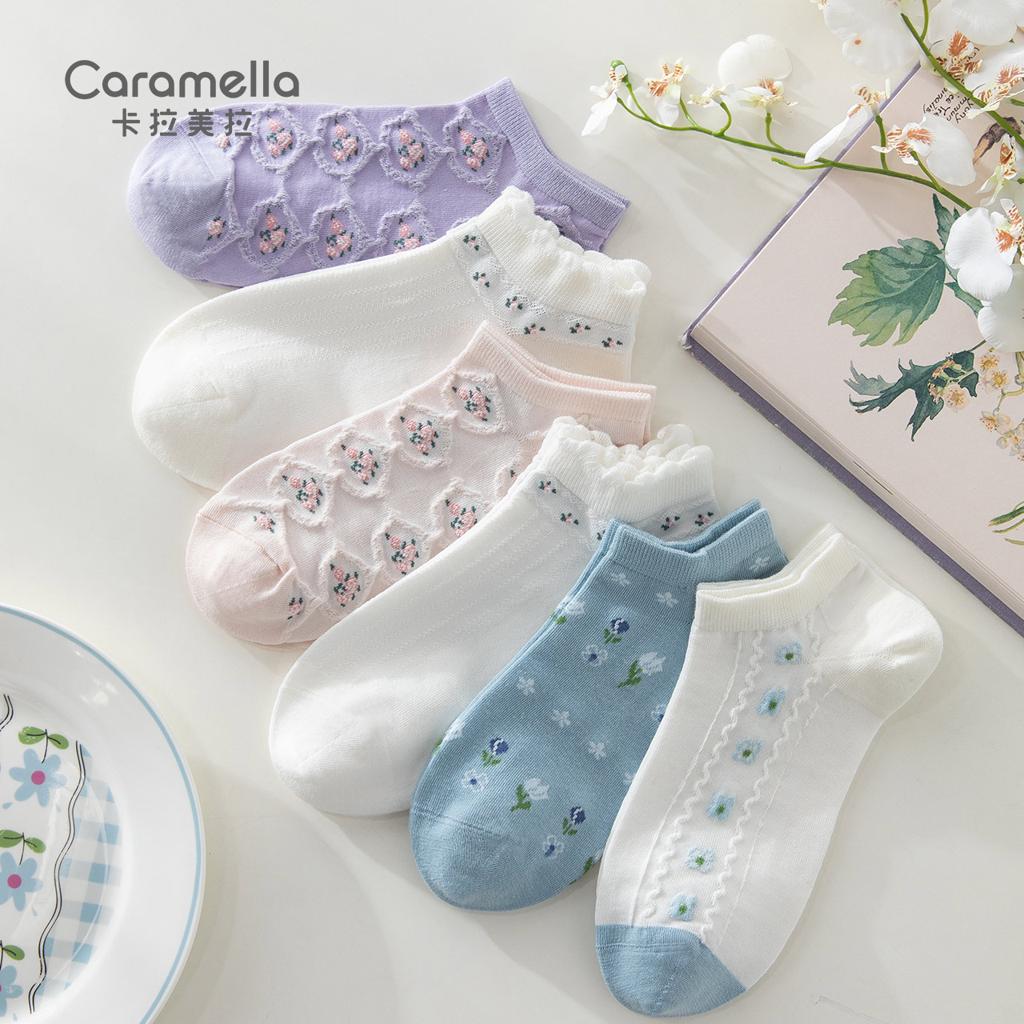 caramella夏季女士纯棉短袜8双
