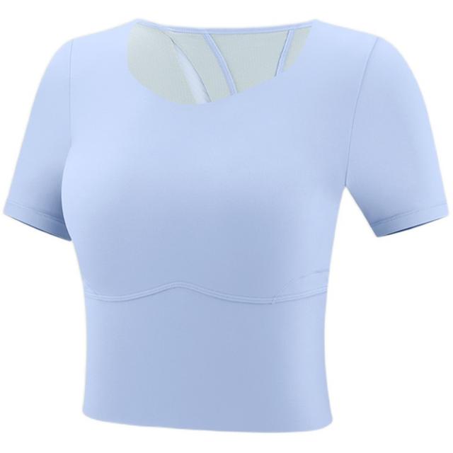 VFU 带胸垫瑜伽服女短袖上衣紧身运动健身普拉提训练服夏2023新款